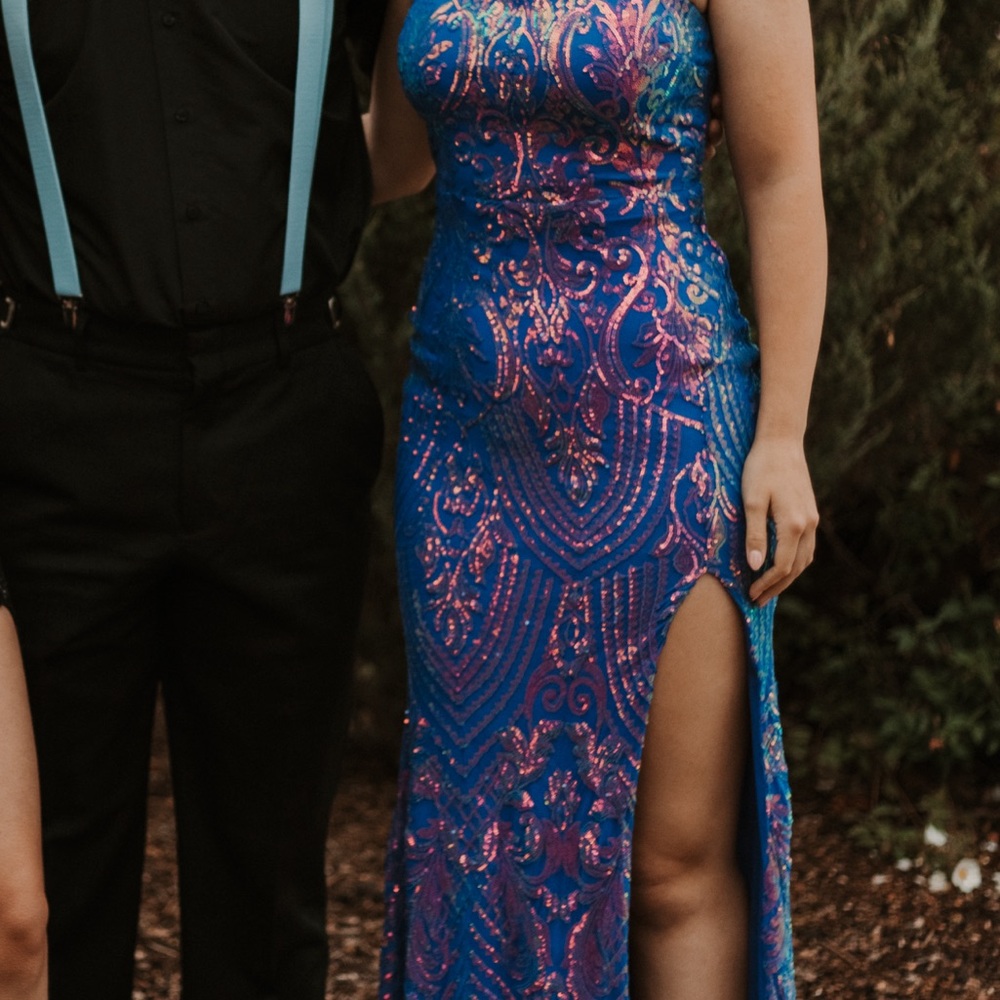 Purple/ Blue Sequin Prom Dress